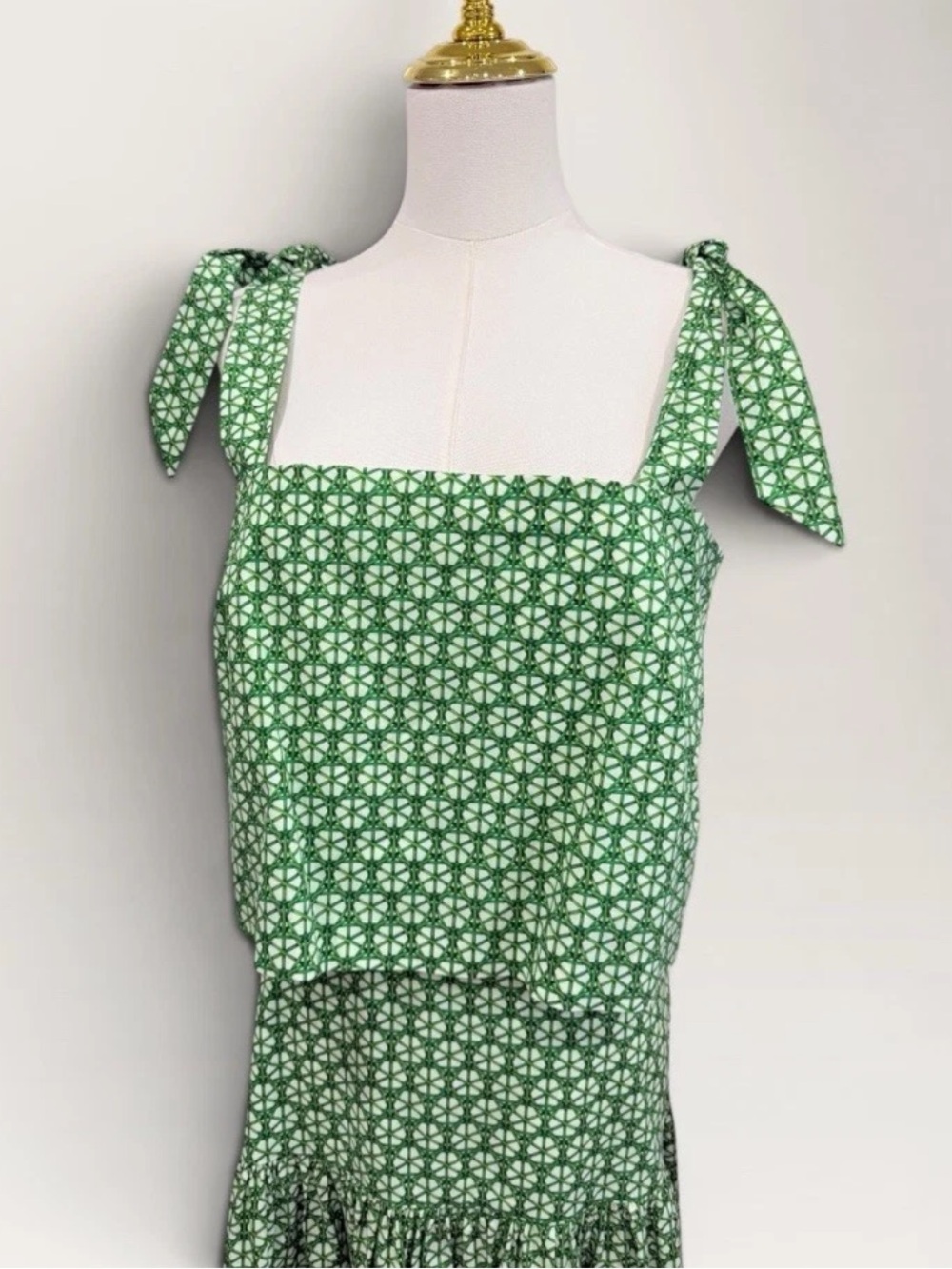 Antonio Melani Style by Simkins Charlotte Printed Poplin Top Skirt Set Green NWT - Picture 3 of 16